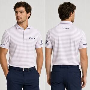 Ralph Lauren RLX Big Pony Tour Golf Polo Men’s Small Purple Striped Performance
